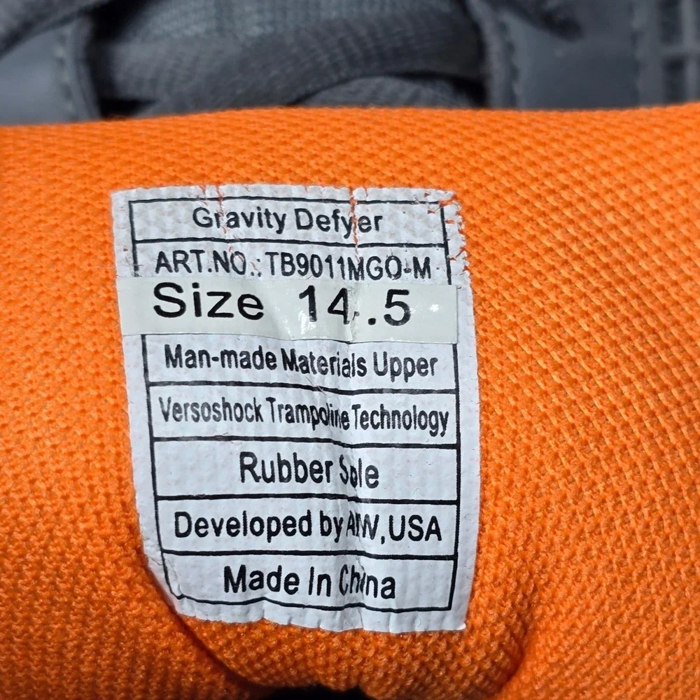 Gravity Defyer Men's TB9011MGO-M Gray Orange Athletic Shoes Size 14.5‎